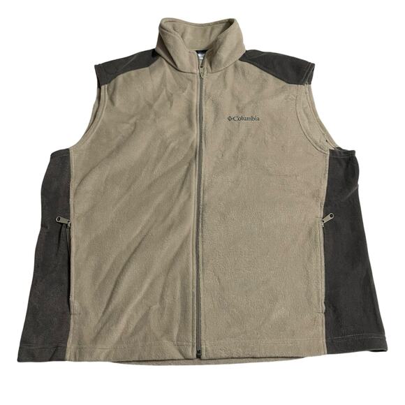 Columbia Mens Fleece Vest Size XL Full Zip Fleece Vest Steens Mountain Beige - Picture 4 of 13
